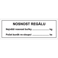 Značka Největší nosnost regálu, samolepicí fólie, 100 × 210 mm